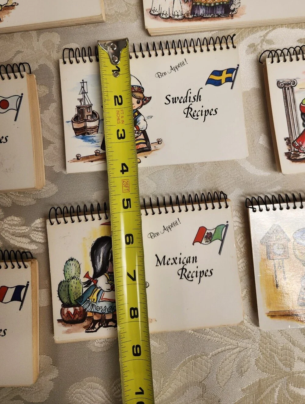 Vintage Ethnic Spiral Bound Cookbooks Hungarian Mexican French Greek Set of 8